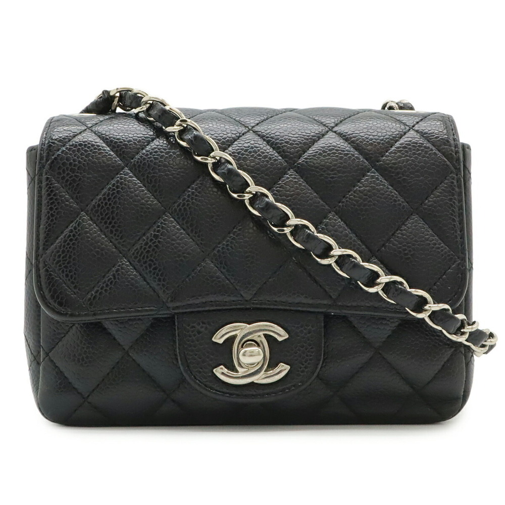 CHANEL Matelassé Coco Mark Mini Flap Bag Chain Shoulder Pouch Caviar Leather ...